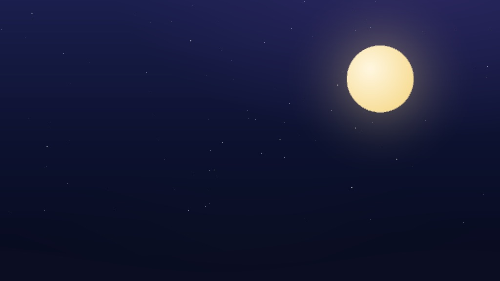 Dark night background for Skazia’s first episode — stars and a warm moon
